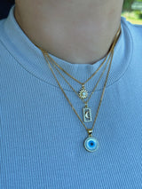 GOLD WHITE EVIL EYE CRYSTAL necklace