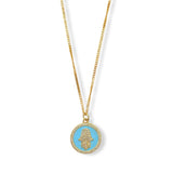 LIGHT BLUE HAMSA CIRCLE MINI necklace