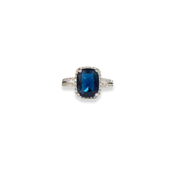 SAPPHIRE CUSHION CUT DOUBLE BAND ring