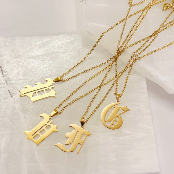 Customizable Gold Old English Letter Charm | Lirys Jewelry – Liry's Jewelry