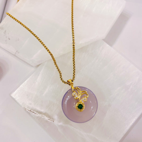 Wish‧Peace] Violet Jade Safety Buckle Pendant | Natural A-grade Jade | Gift  - Shop eljewelrybox Necklaces - Pinkoi