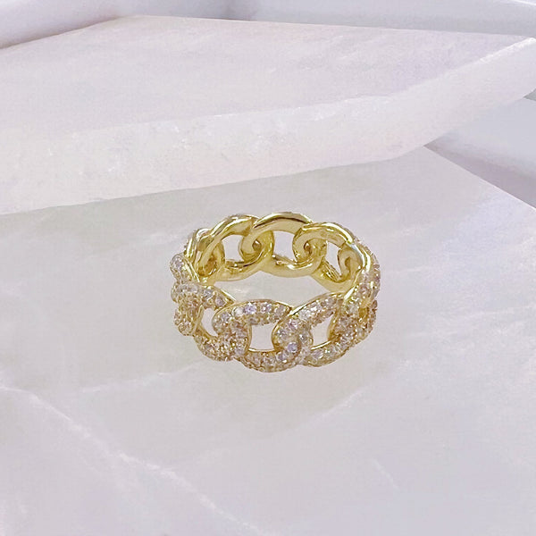 GOLD CUBAN CZ II ring